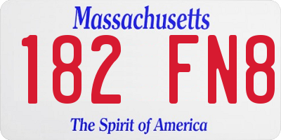 MA license plate 182FN8