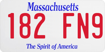 MA license plate 182FN9