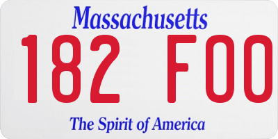 MA license plate 182FO0