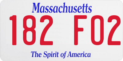 MA license plate 182FO2