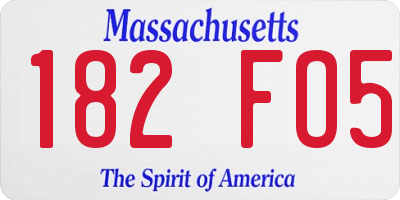 MA license plate 182FO5