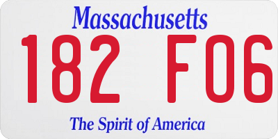 MA license plate 182FO6