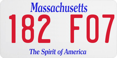 MA license plate 182FO7