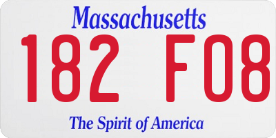 MA license plate 182FO8