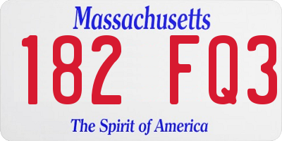 MA license plate 182FQ3