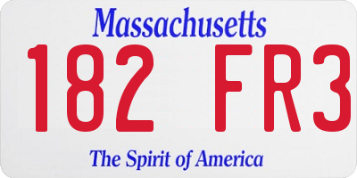 MA license plate 182FR3