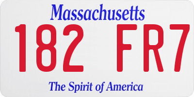 MA license plate 182FR7