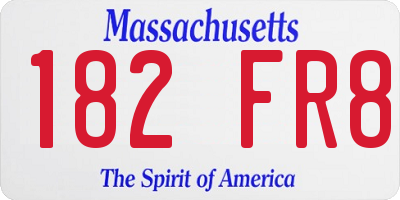 MA license plate 182FR8