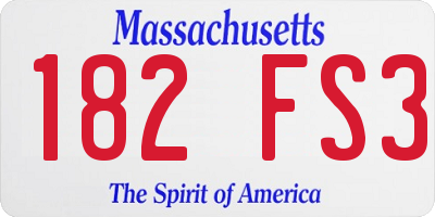 MA license plate 182FS3