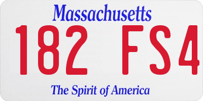 MA license plate 182FS4