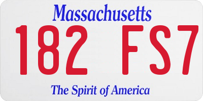 MA license plate 182FS7