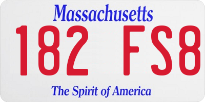 MA license plate 182FS8