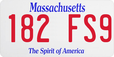 MA license plate 182FS9