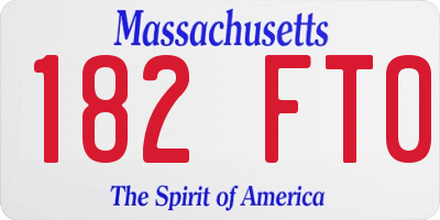 MA license plate 182FT0