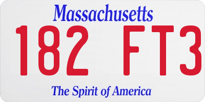 MA license plate 182FT3