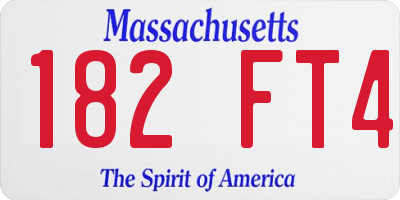 MA license plate 182FT4