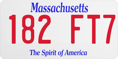 MA license plate 182FT7