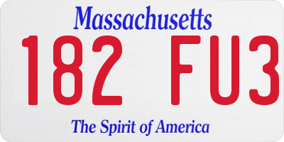 MA license plate 182FU3