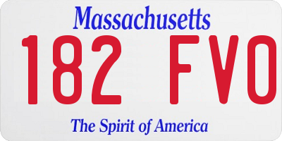 MA license plate 182FV0