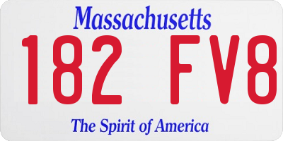 MA license plate 182FV8