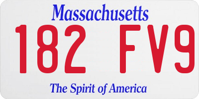 MA license plate 182FV9