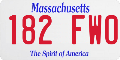 MA license plate 182FW0