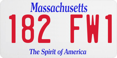 MA license plate 182FW1