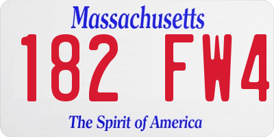 MA license plate 182FW4