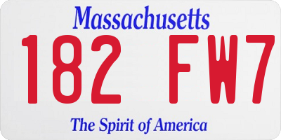 MA license plate 182FW7
