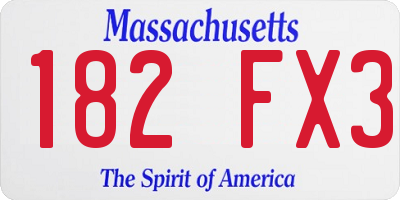 MA license plate 182FX3