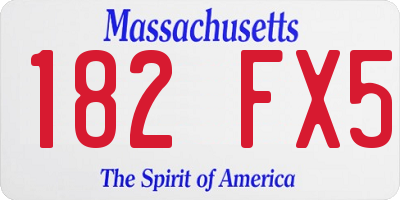 MA license plate 182FX5