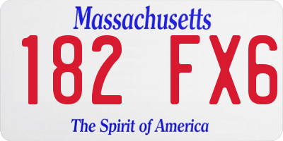MA license plate 182FX6