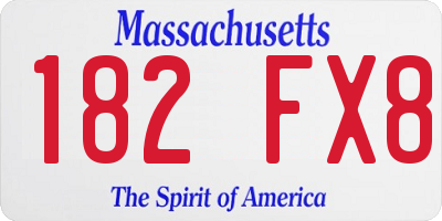 MA license plate 182FX8