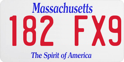 MA license plate 182FX9