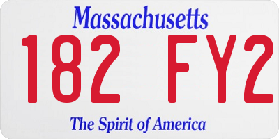 MA license plate 182FY2
