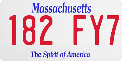 MA license plate 182FY7