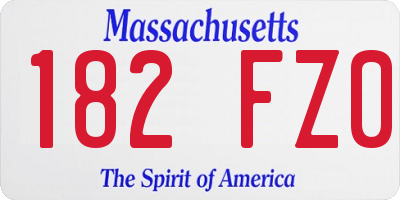 MA license plate 182FZ0