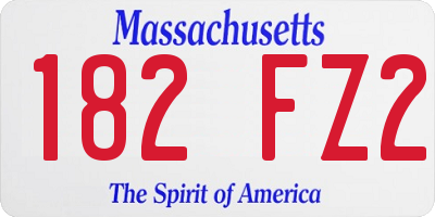 MA license plate 182FZ2
