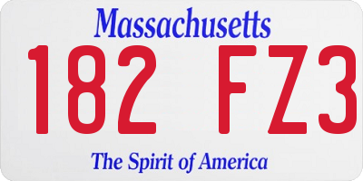 MA license plate 182FZ3