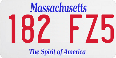 MA license plate 182FZ5