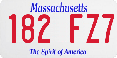 MA license plate 182FZ7