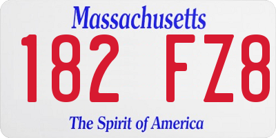 MA license plate 182FZ8