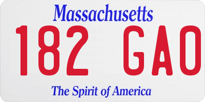 MA license plate 182GA0