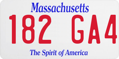 MA license plate 182GA4