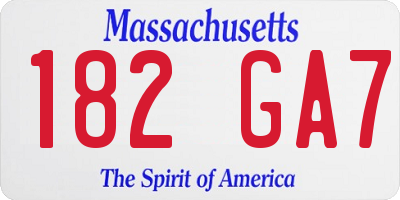 MA license plate 182GA7