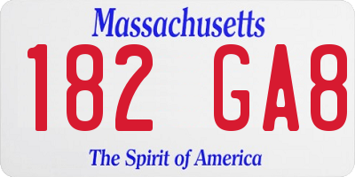 MA license plate 182GA8