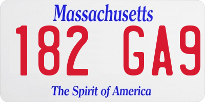 MA license plate 182GA9