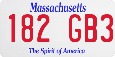 MA license plate 182GB3