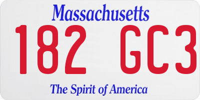 MA license plate 182GC3
