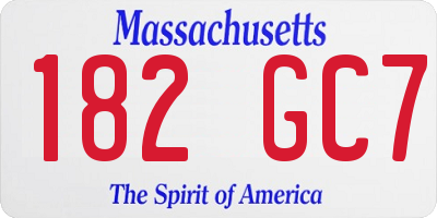 MA license plate 182GC7